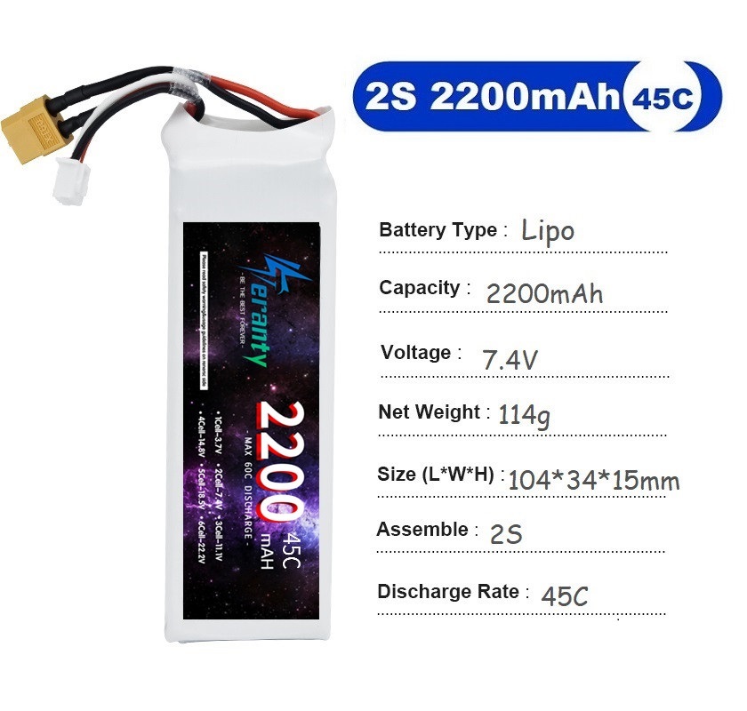 2PCS 7.4V Lipo 2S Battery 1500 - Rc Hobby Drone review and price